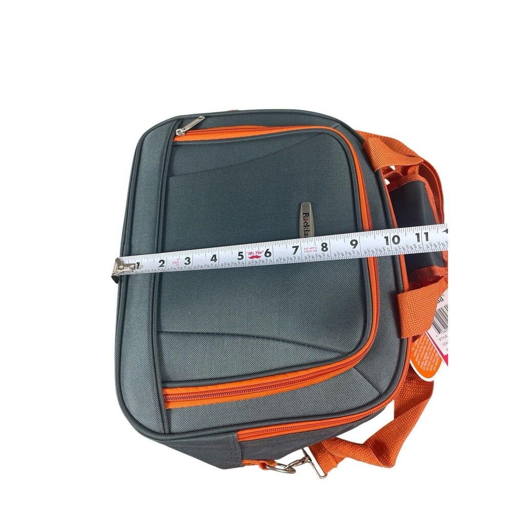 Rockland Carry On Travel Bag Charcoal Orange 14” Overnight Duffel With Strap NWT - Picture 5 of 11